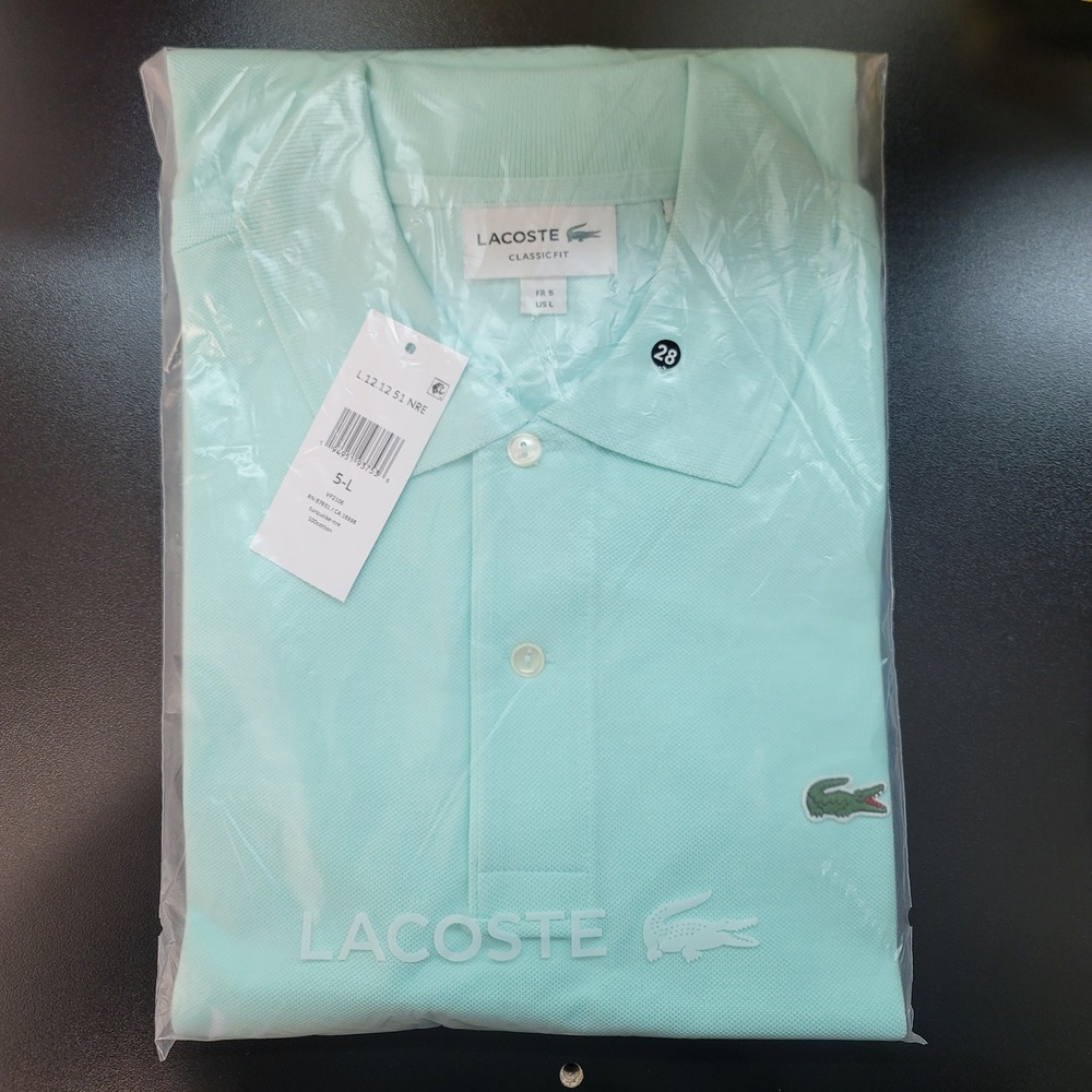 Lacoste Classic Fit Pique Polo Shirt Mens Large L.12.12 Turquoise Short Sleeve